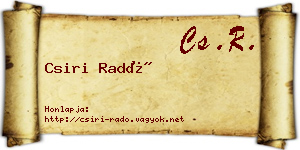 Csiri Radó névjegykártya